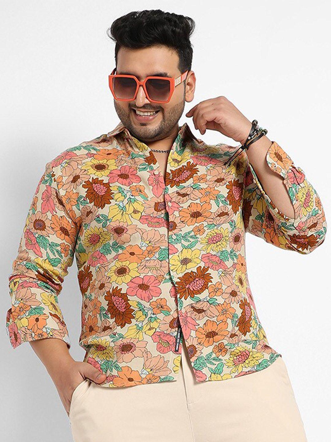 instafab plus classic floral printed spread collar casual shirt