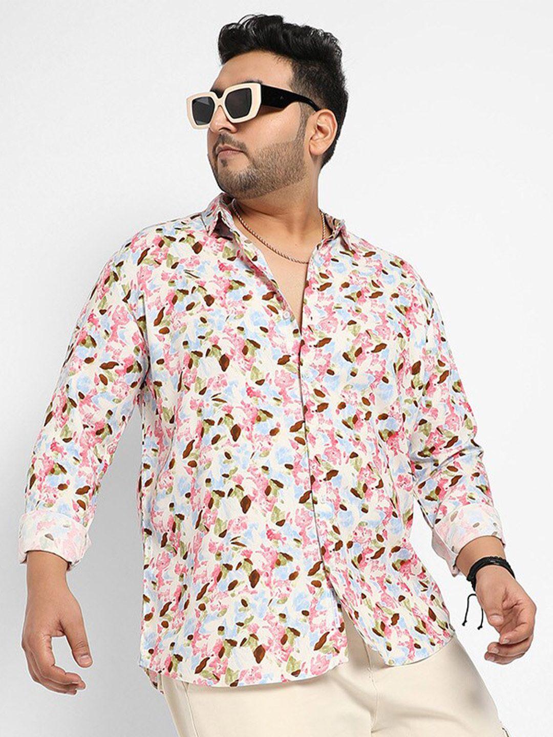 instafab plus classic floral printed spread collar casual shirt