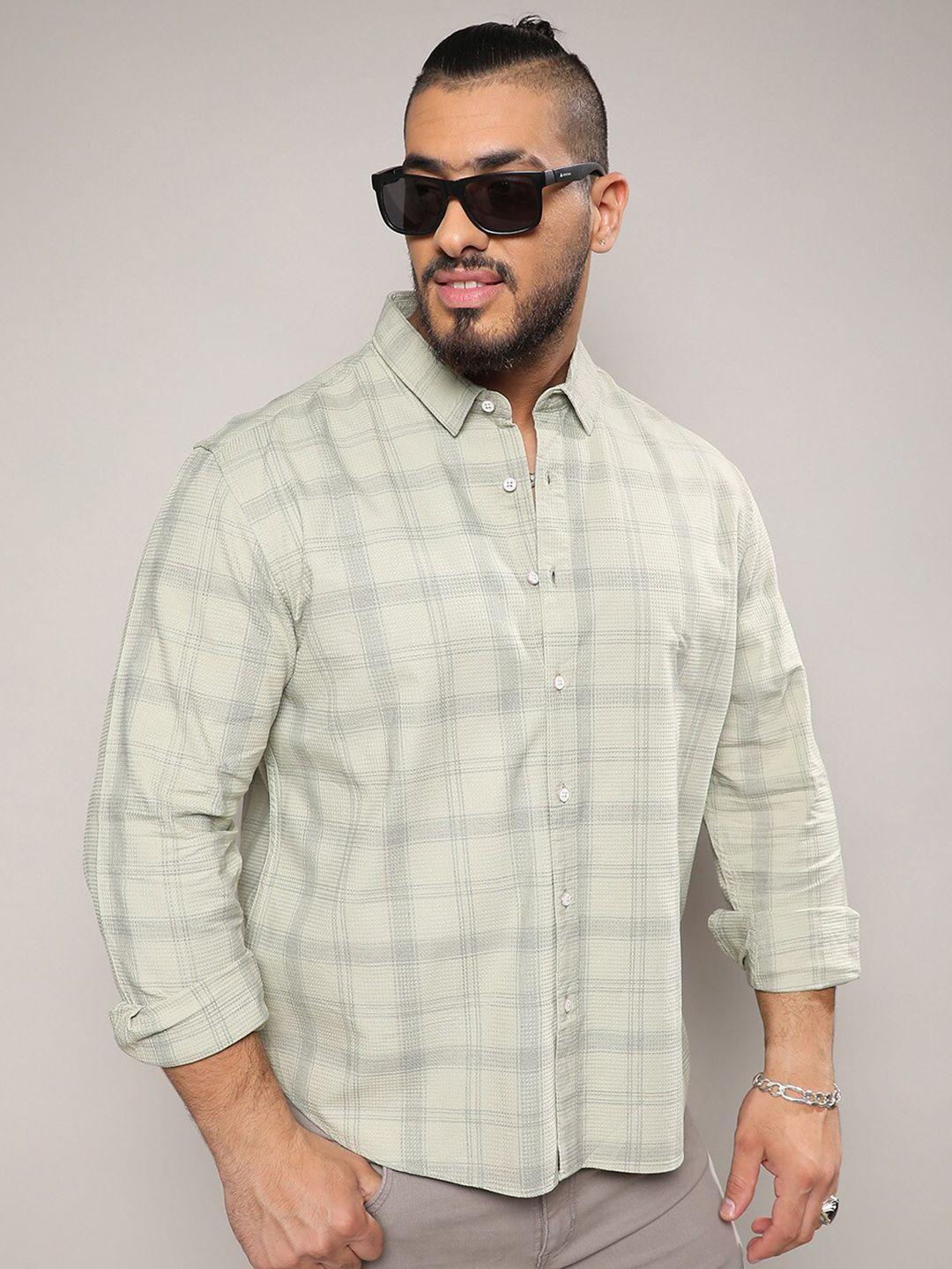 instafab plus classic tartan checked cotton casual shirt