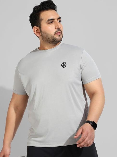 instafab plus grey regular fit plus size t-shirt