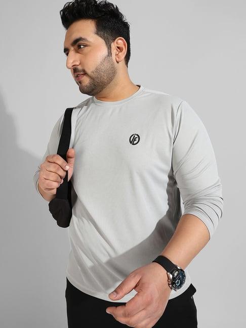 instafab plus grey regular fit plus size t-shirt