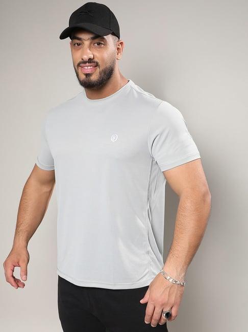 instafab plus light grey regular fit plus size t-shirt