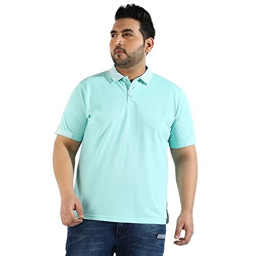 instafab plus men's light blue solid polo neck half sleeve regular fit t-shirt for casual wear | modern clothing t-shirt crafted with comfort fit and high-performance for everyday wear, 5xl