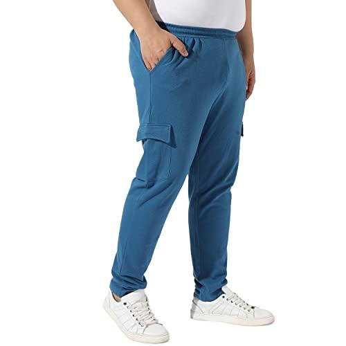 instafab plus men's solid blue trackpants for casual wear regular fit angled open pockets elasticated waist trackpants crafted with comfort fit & high performance for everyday wear