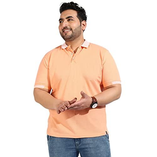 instafab plus men's solid peach polo neck half sleeve regular fit t-shirt for casual wear | modern clothing t-shirt crafted with comfort fit and high-performance for everyday wear, 6xl