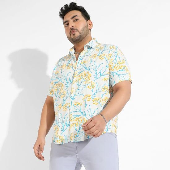 instafab plus men floral printed regular fit shirt