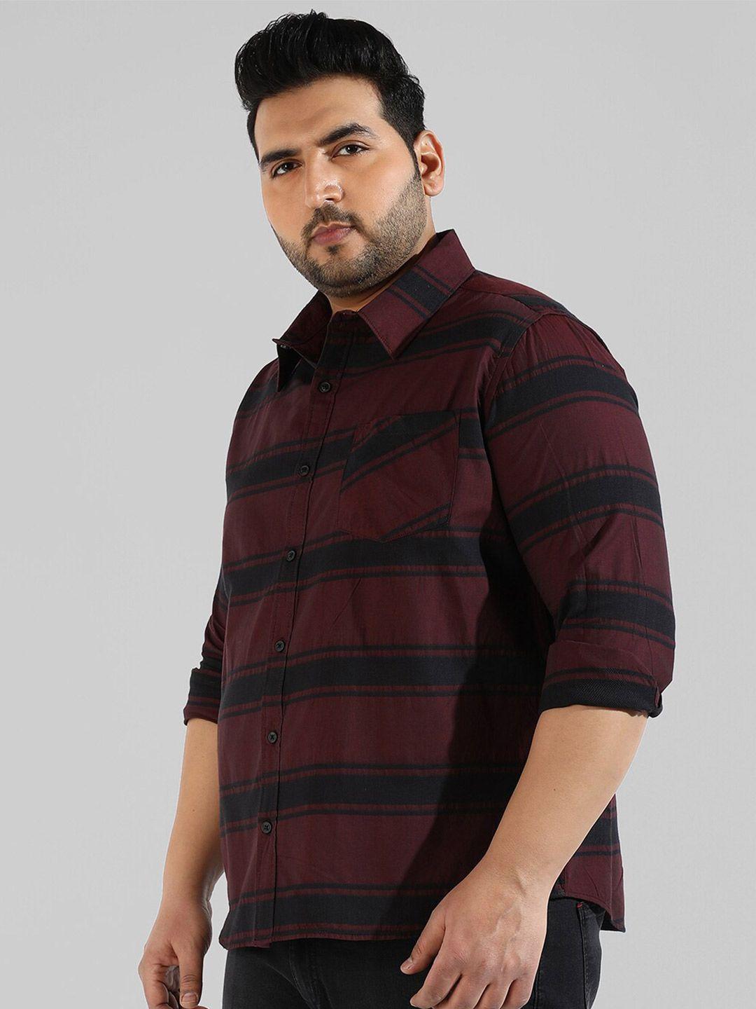 instafab plus men plus size horizontal stripes casual cotton shirt