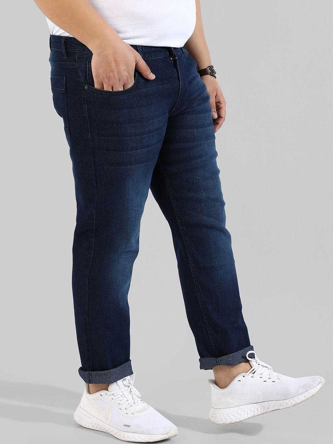 instafab plus men plus size mid-rise washed light fade stretchable jeans