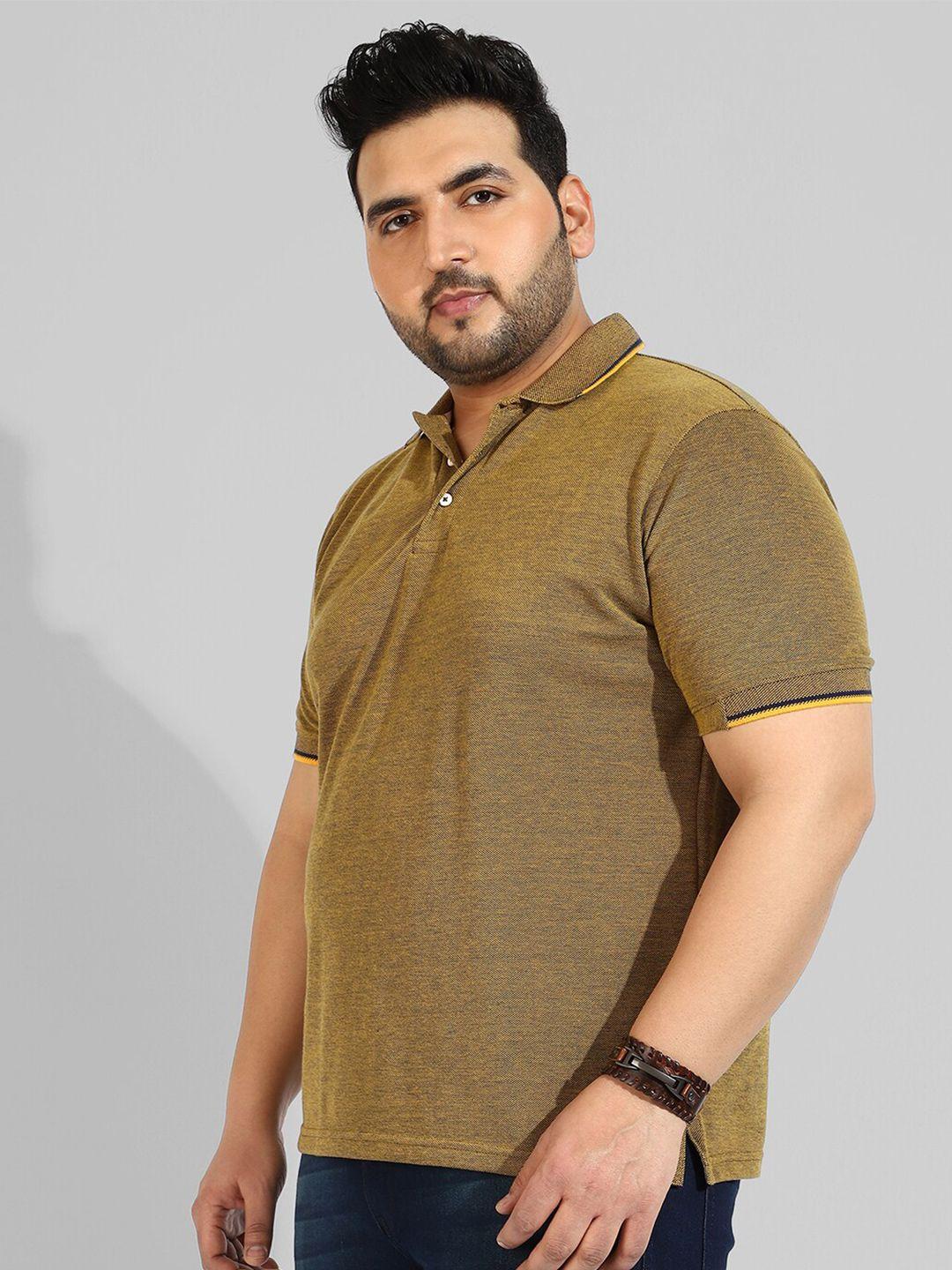 instafab plus men plus size polo collar cotton t-shirt