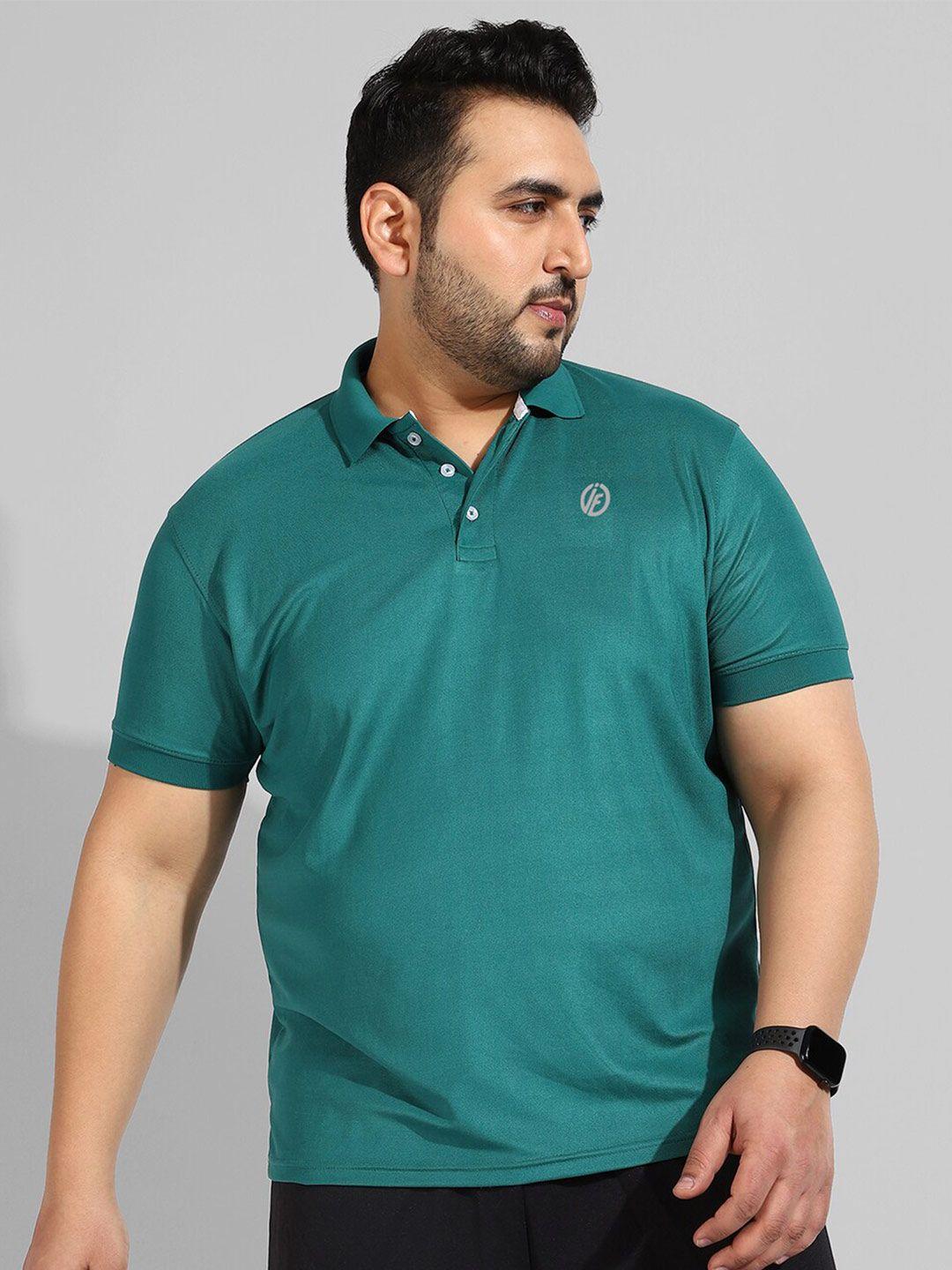 instafab plus men plus size polo collar flex activewear t-shirt