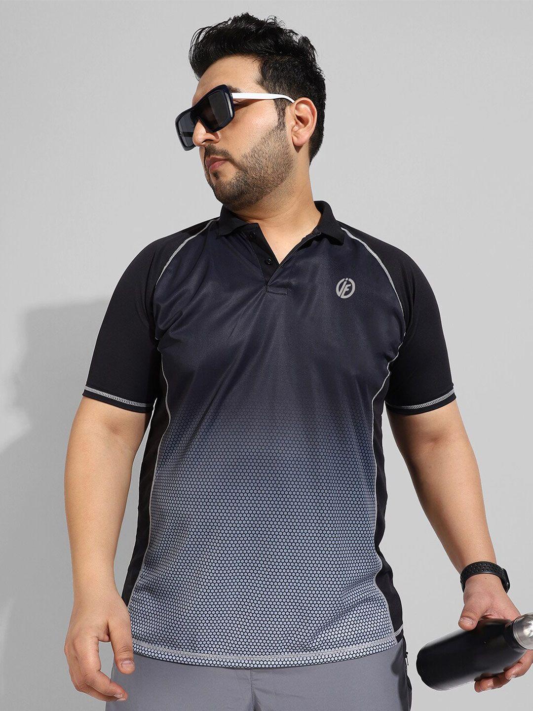 instafab plus men plus size printed polo collar flex t-shirt