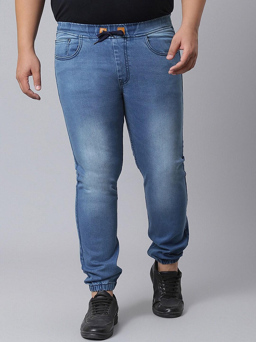 instafab plus men plus size relaxed fit light fade cotton jeans