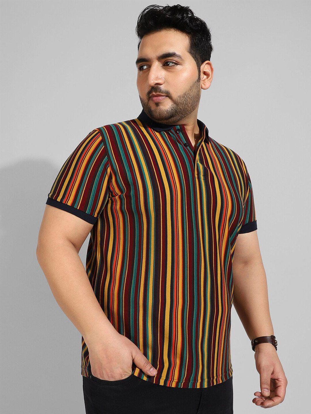 instafab plus men plus size striped cotton flex t-shirt