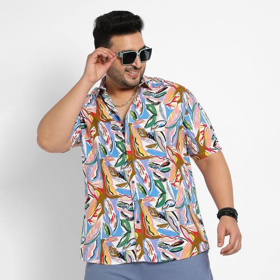 instafab plus men printed regular fit shirt