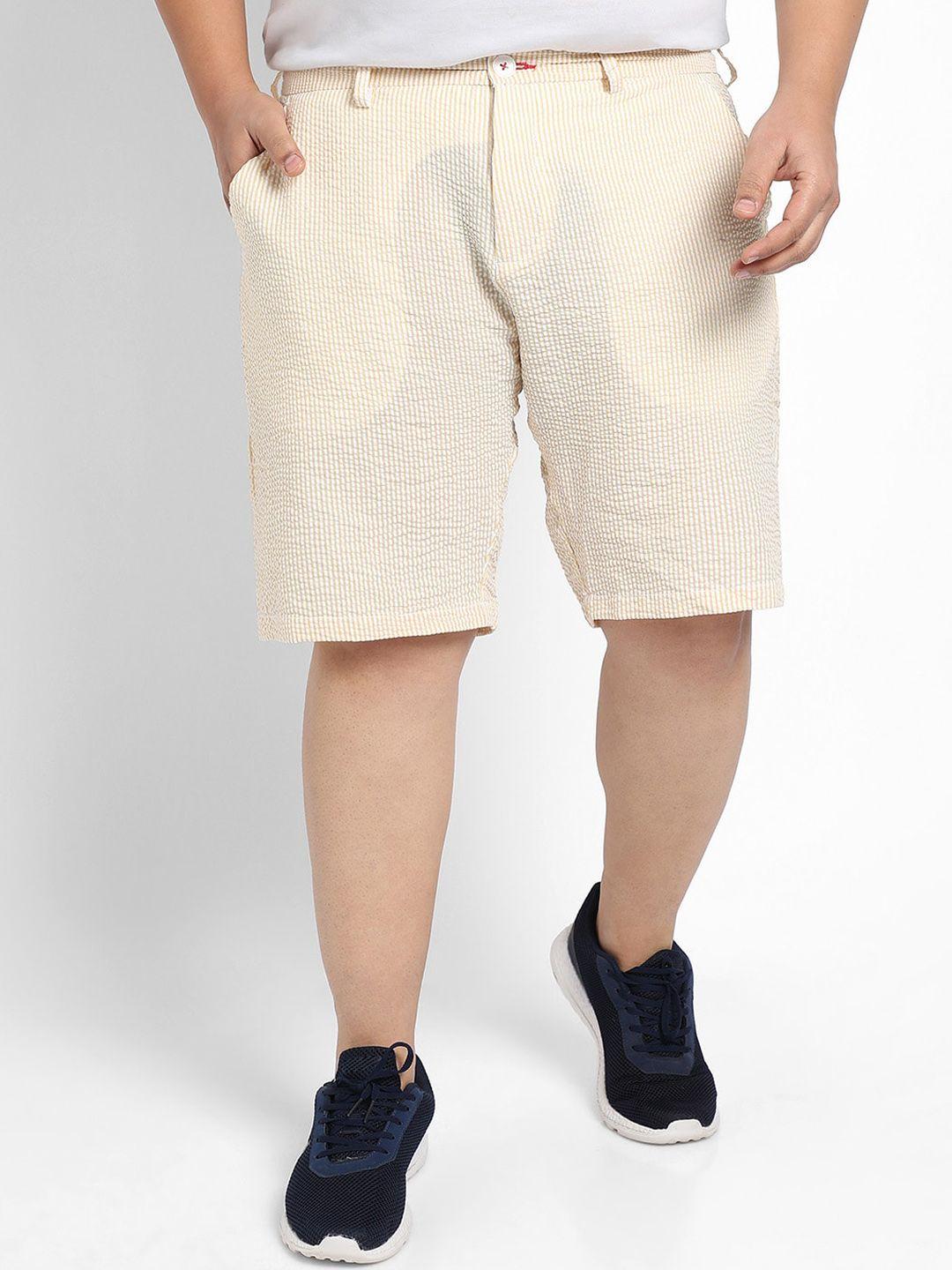 instafab plus men self design mid rise cotton seersucker shorts