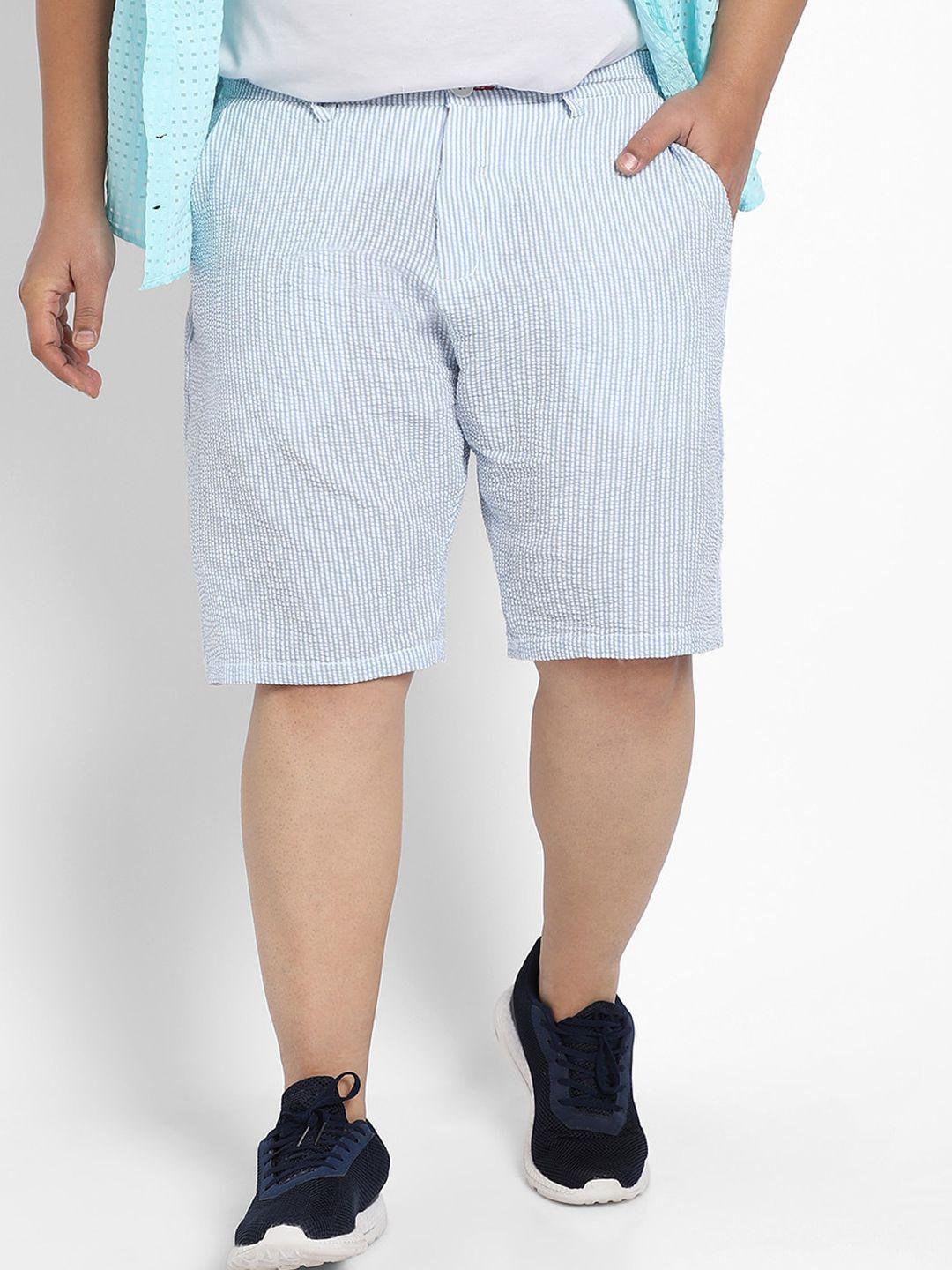 instafab plus men self design mid rise cotton seersucker shorts