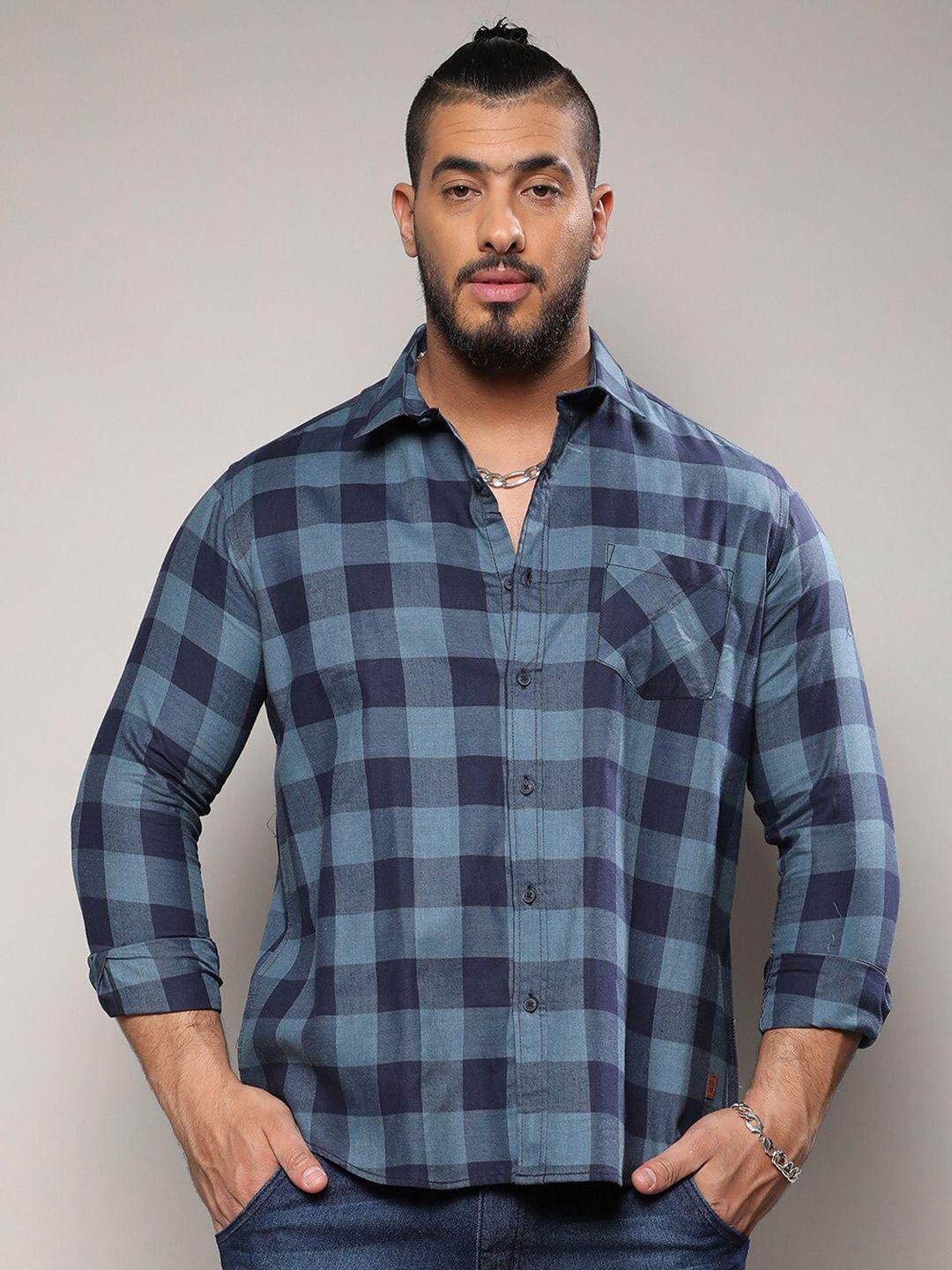 instafab plus men size buffalo checked classic regular fit cotton casual shirt