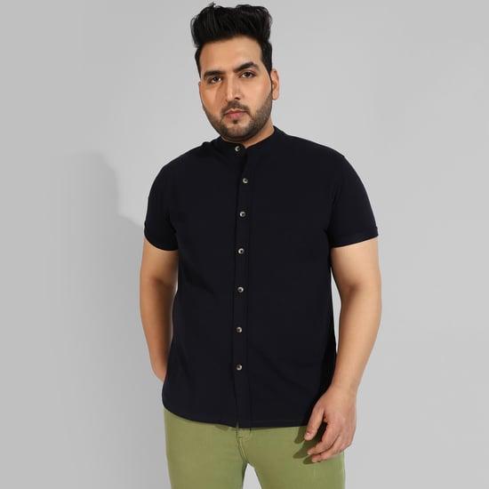 instafab plus men solid regular fit casual shirt