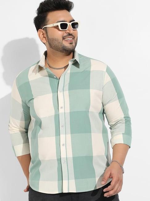 instafab plus multicolored cotton regular fit checks plus size shirt