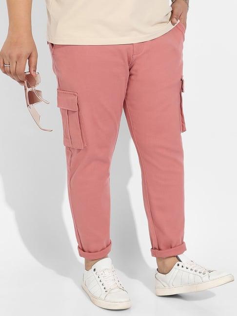 instafab plus pink regular fit plus size cargos