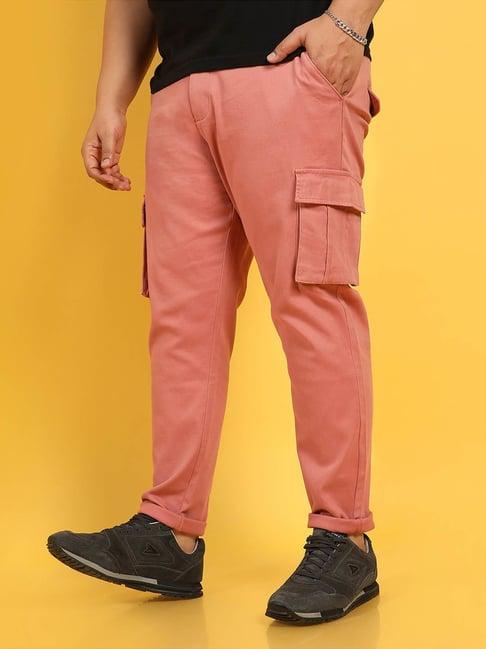 instafab plus pink regular fit plus size cargos