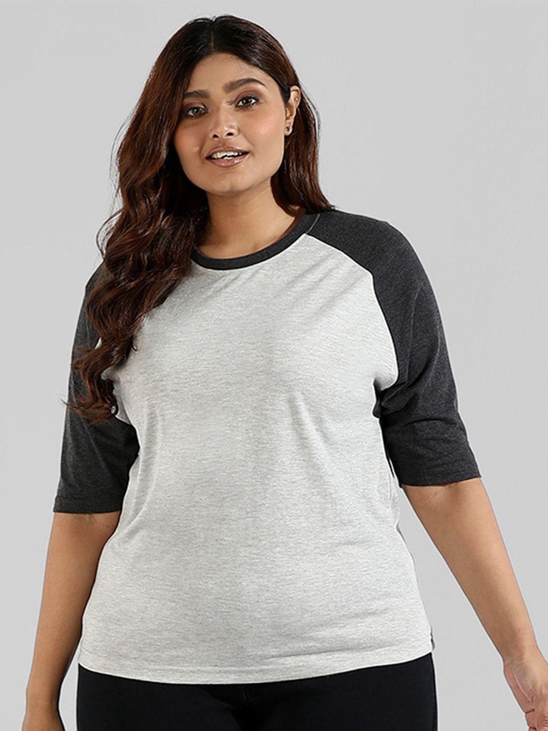 instafab plus plus size colourblocked cotton top