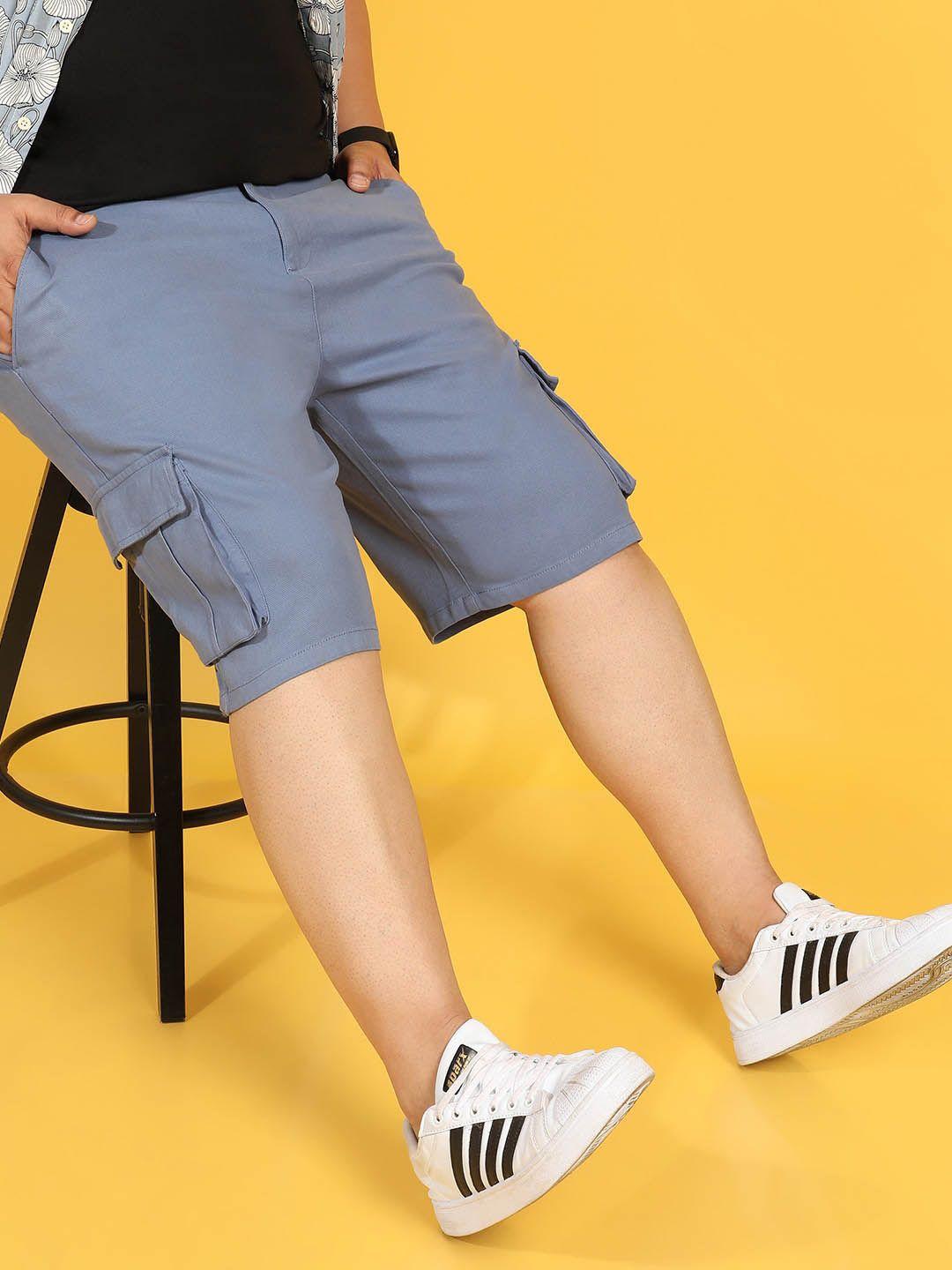 instafab plus size men mid rise regular fit outdoor shorts