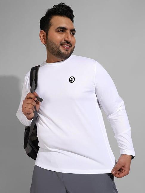 instafab plus white regular fit plus size t-shirt