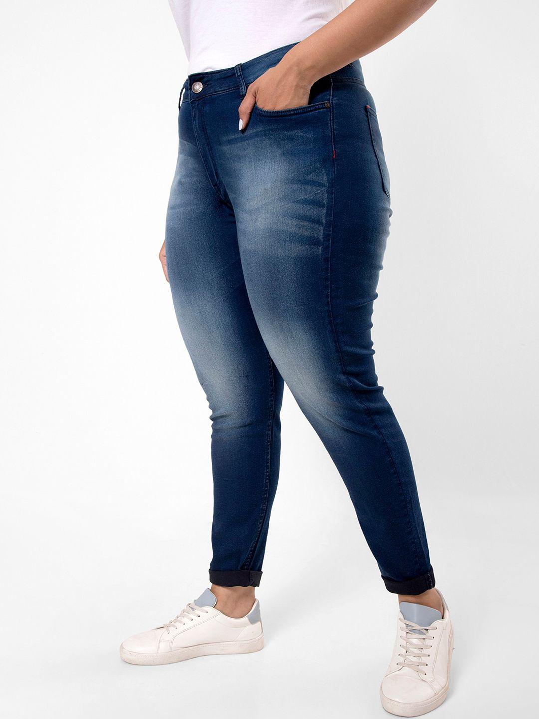 instafab plus women plus size jean skinny fit heavy fade stretchable cotton jeans