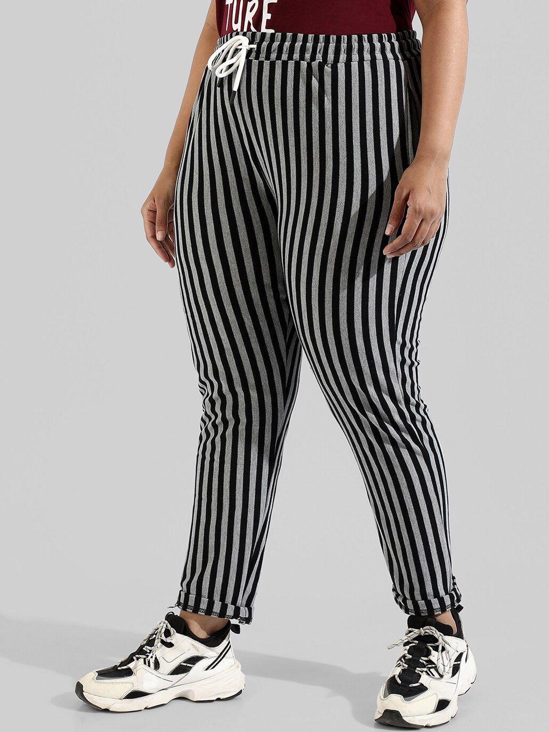 instafab plus women plus size striped cotton track pant