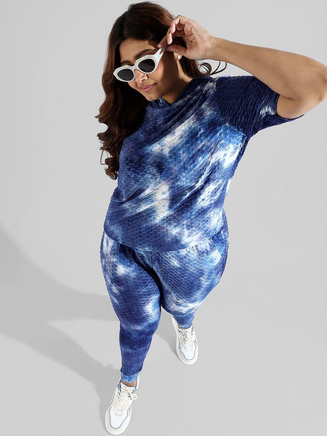 instafab plus women plus size tie & dye top and joggers co-ords set