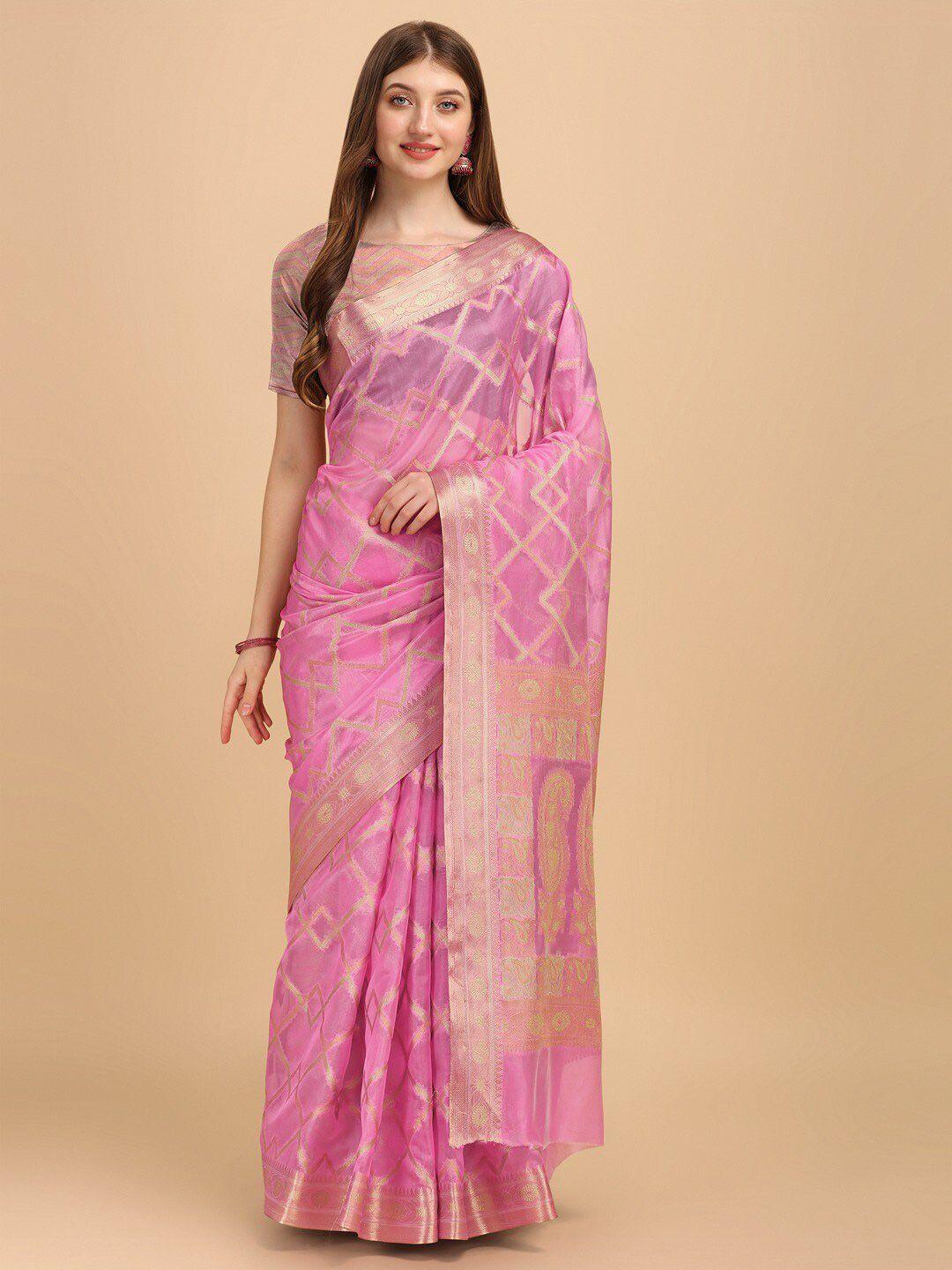 insthah geometric woven design zari tissue banarasi saree