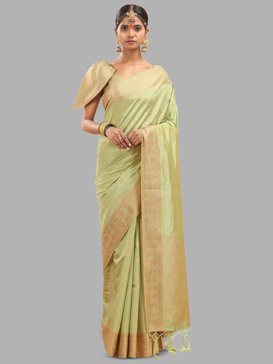insthah ethnic motif woven design zari pure silk banarasi saree
