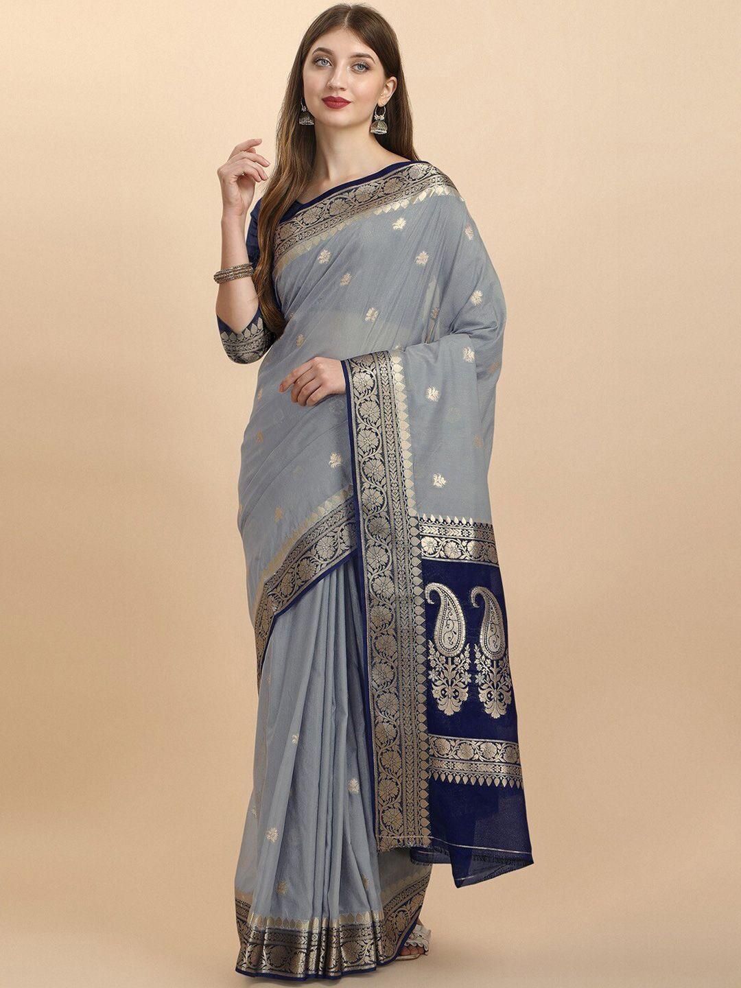 insthah ethnic motifs woven design zari pure crepe banarasi saree