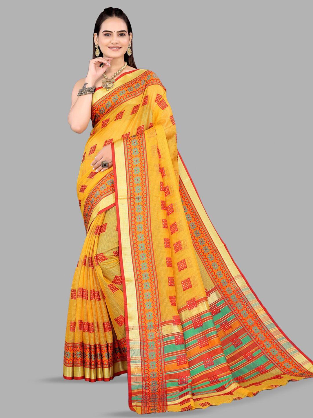insthah geometric printed zari pure silk maheshwari saree