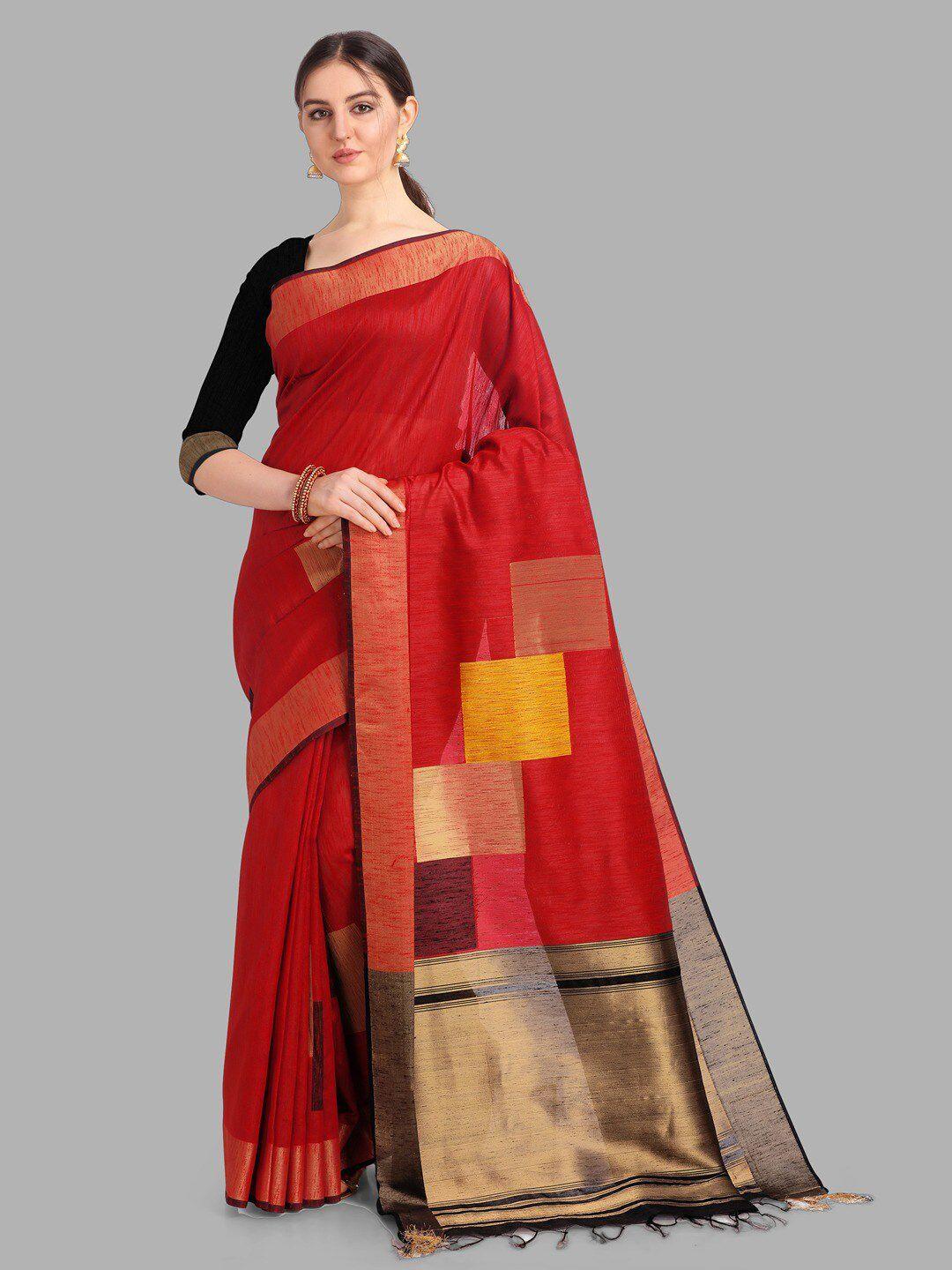 insthah geometric printed zari pure silk saree