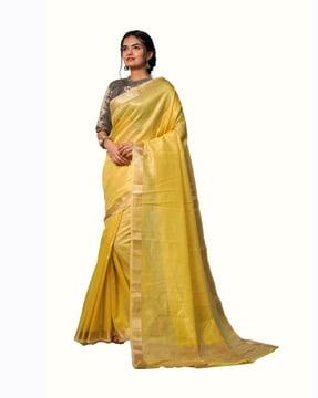 insthah women's banarasi zari tissue saree (yellow) traditional saree