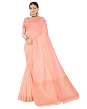 insthah women's kaantha cotton saree (peach) traditional saree