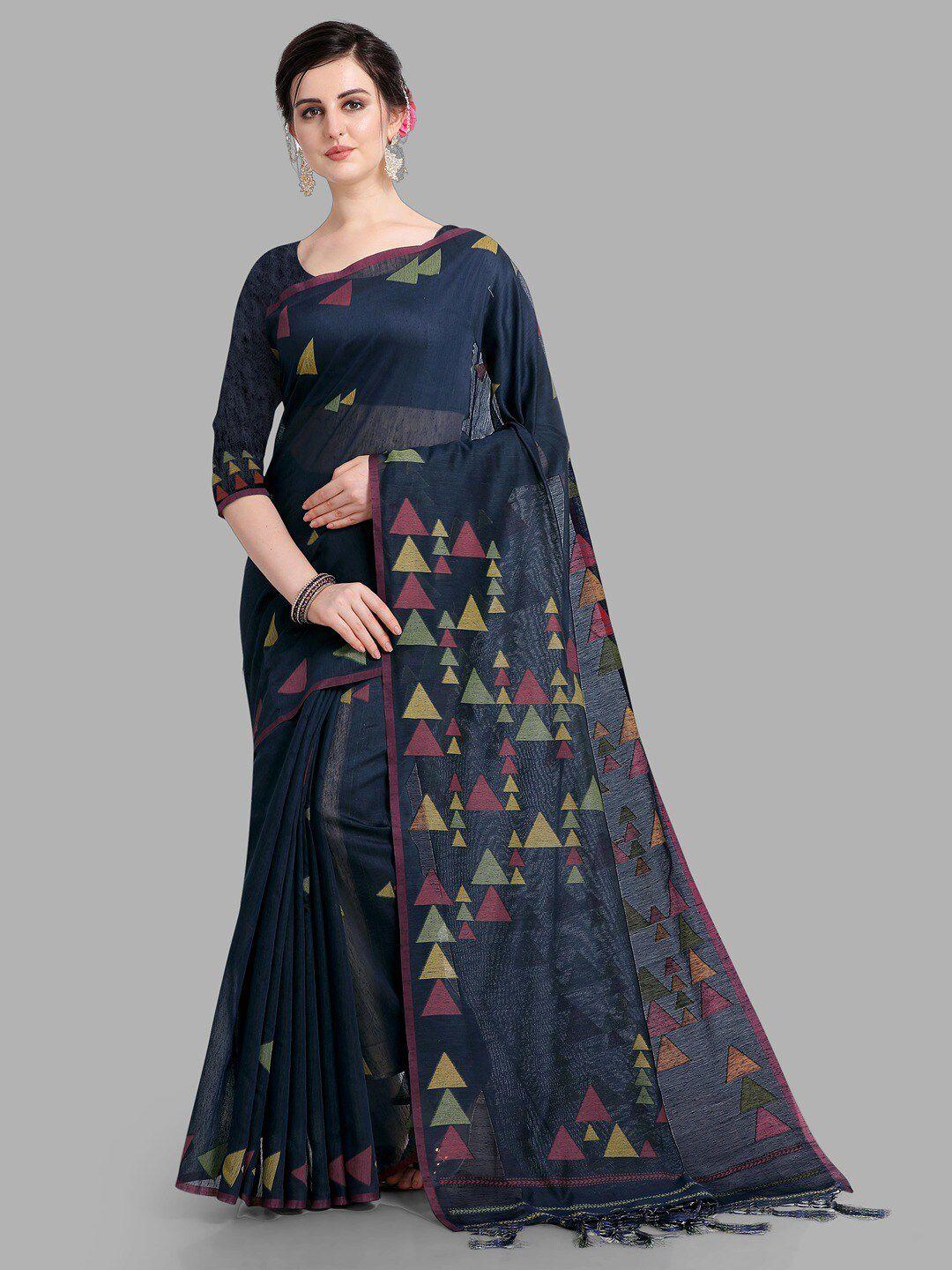 insthah woven design pure linen banarasi saree