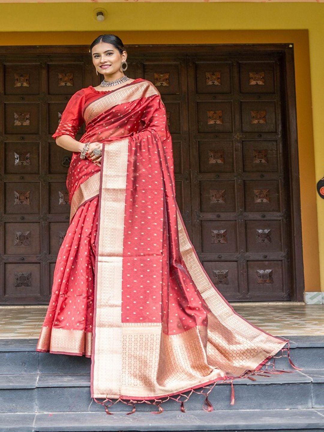 insthah woven design zari organza banarasi saree