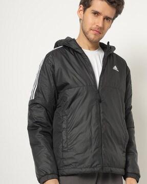 insulated hooded jacket with insert pockets