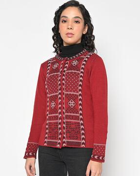 intarsia-knit button-front cardigan