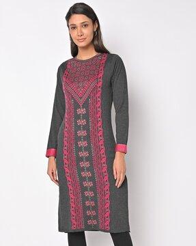 intarsia-knit crew-neck sweater kurta