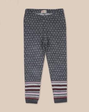 intarsia-knit leggings with elasticated waist