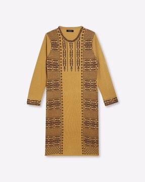 intarsia-knit round-neck sweater dress