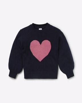 intarsia knit round-neck sweater