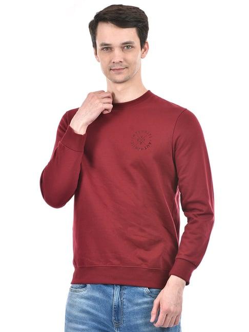 integriti maroon regular fit printed sweatshirt