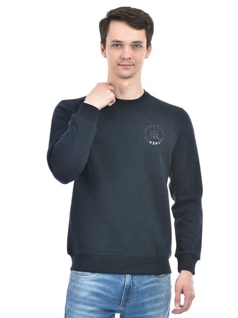integriti navy regular fit printed sweatshirt