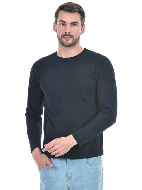 integriti navy regular fit textured crew t-shirt