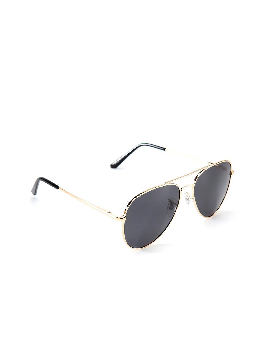 intellilens unisex black lens & gold-toned aviator sunglasses with polarised and uv protected lens